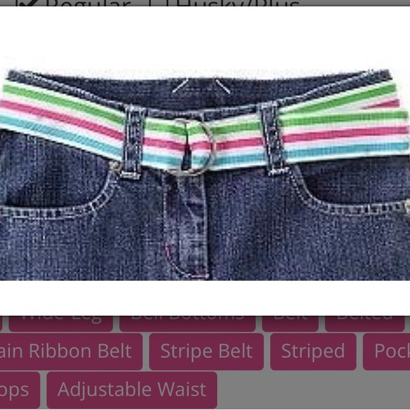 NWT Gymboree Tennis Match wide leg denim pant stripe belt Size 10 plus 2008 Line - Picture 5 of 13